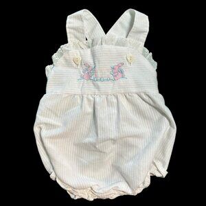 Vintage Health-tex Bunny Embroidered Eyelet Sunsuit Romper 6 Months USA